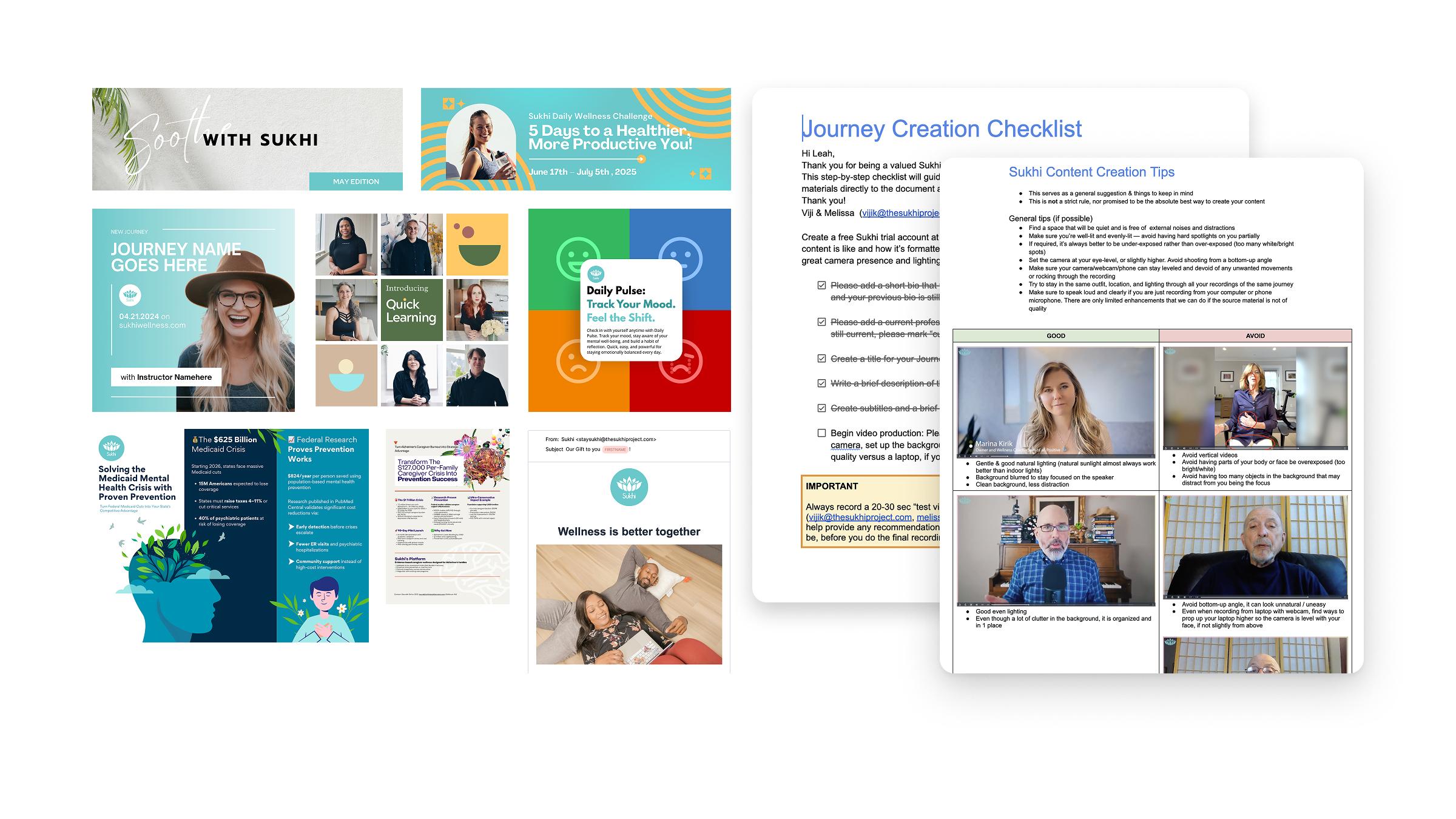 Sukhi content, campaign, and journey production templates beside the creation playbook